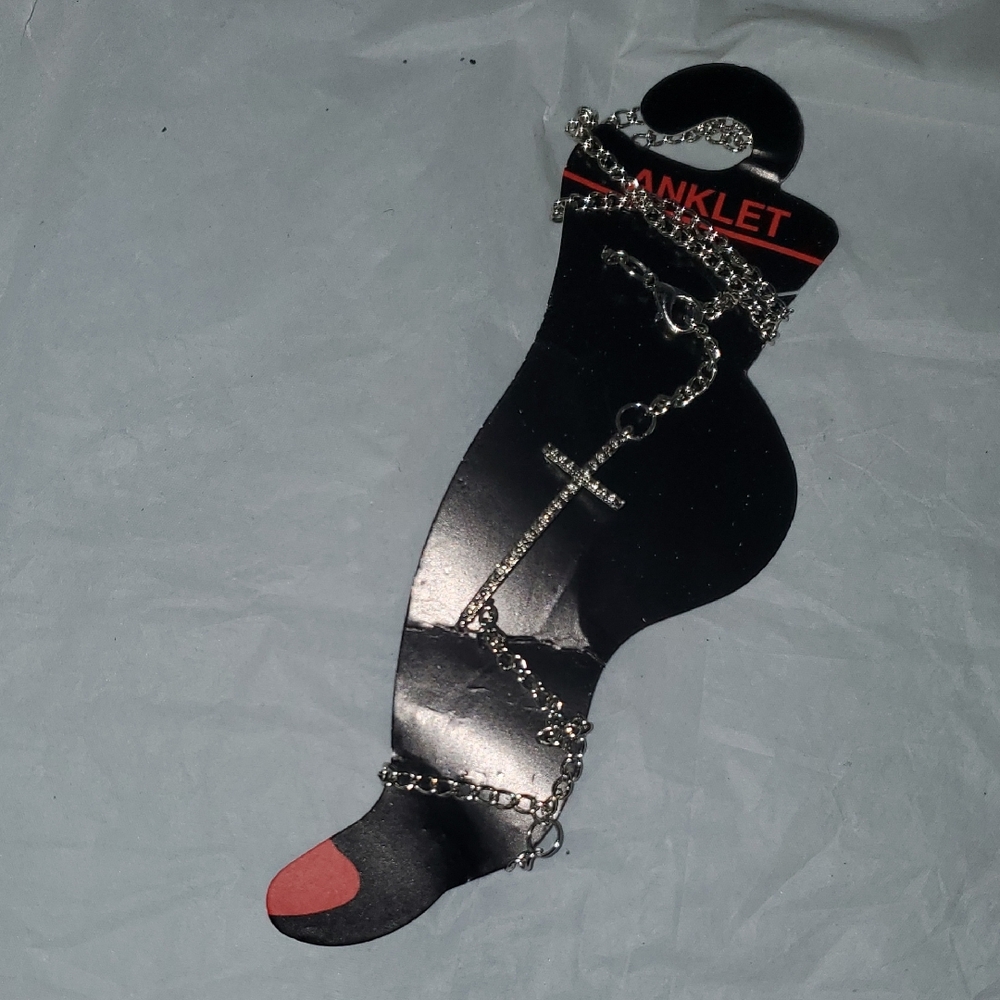 Silver Cross Anklet